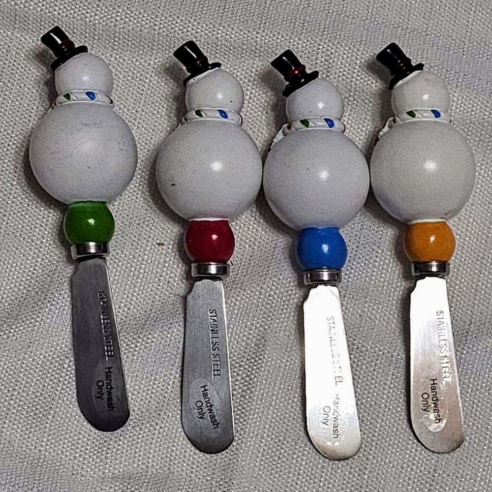 Jasco Mainstreet‎ Collection Holiday Spreaders Snowman Handles Festive Kitchen - Picture 6 of 16